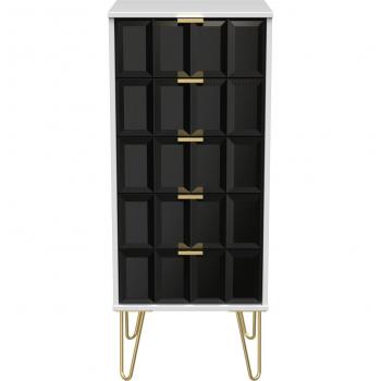 Metro 5‑Drawer Tall Bedside – Ready Assembled, Black