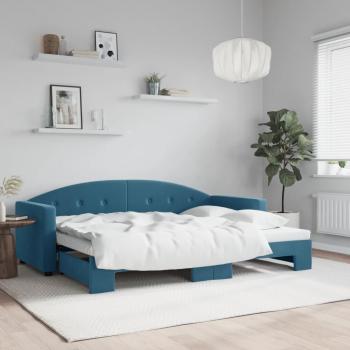 Lit de jour avec lit gigogne bleu 80x200 cm