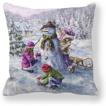 Coussin décoratif Noël Élan Cerf Père Noël Bonhomme de Neige