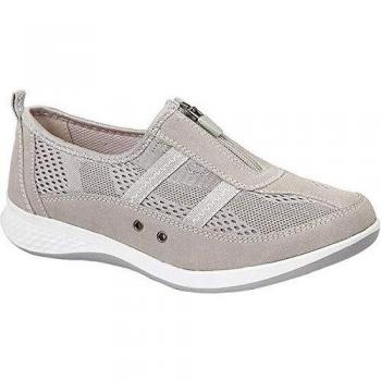 Boulevard Women's Extra Wide Fit EEE Casual Leather Lined Shoes Trainers - Navy/White, Size 5