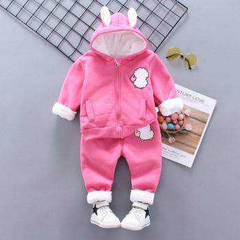 Ensemble de vêtements en velours pour bébé, 2 pièces avec capuche, design mignon, hiver