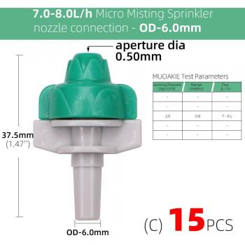 Rociadores de Jardín con Cabezal de Aspersor - 15 Unidades, Riego Fino (7-8L/h)