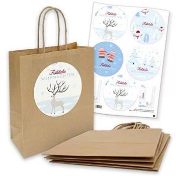 Itenga Kordelgeschenktüten Frohe Weihnachten Mix