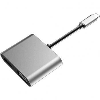 USB C Hub 4 in 1 mit Typ C, Dual-Screen, 4K HDMI/HDTV, VGA Adapter und USB 3.0 Ladefunktion für HP Laptop
