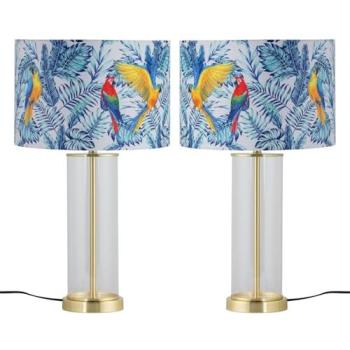 Aura Twin Light Fixture – Satin Brass, Gold Parrot Velvet Covers