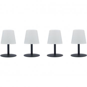 Lot de 4 Lampes de table sans fil LED STANDY MINI Rock Gris Acier H25CM