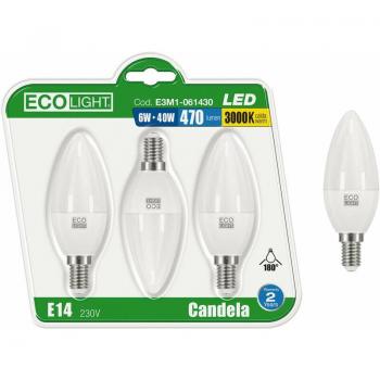 Tripla Lampada LED Forma Oliva E14 EcoLight 8W 6400K Fredda