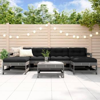 VidaXL 7 Piece Patio Lounge Set Grey Solid Pine Wood
