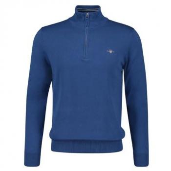 GANT Mens Classic Cotton Half zip Jumper - 442 Vintage Blue - M