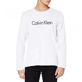 T-shirt Calvin Klein L/s, col rond, Homme, Blanc, Medium