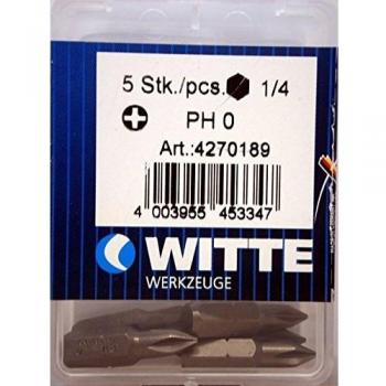 WITTE 4270189 - 5 Puntas en cajita de plástico largo 25 mm (PH 0)