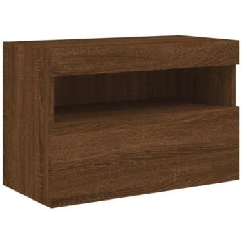 Étagère TV murale en chêne 60 cm avec lumières LED multicolores