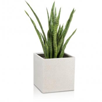 Terrazzo‑Blumenkäfig CUBO 40 (grau, 40 × 40 × 40 cm)