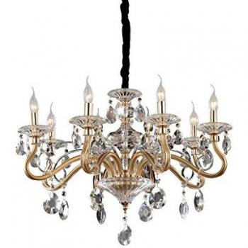 Negresco - Lámpara de araña de 8 luces, acabado dorado, E14 - Ideal Lux