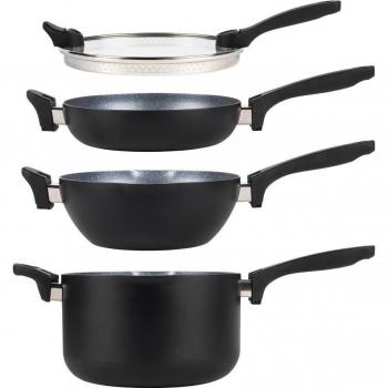 Russell Hobbs 4-teiliges Pfannen- und Kochtopfset aus Metallmarmor