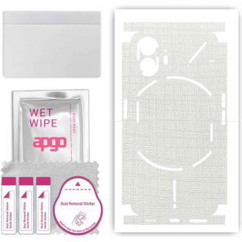 Vinilo Protector APGO para Nothing Phone 2: Fólder Completo con Patrón de Tela Blanca
