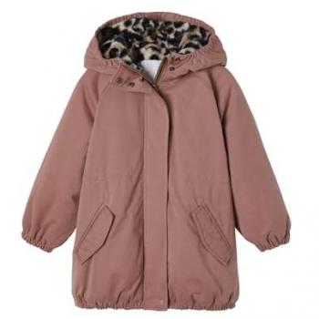 Parka à Capuche Fille en Fourrure Synthétique Rose