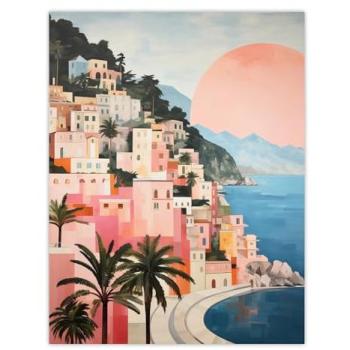 Coastal Dawn Panorama – Amalfi Urban Landscape Wall Art