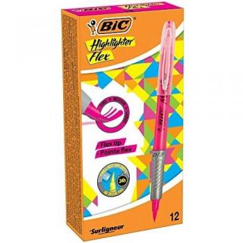 Evidenziatore flessibile rosa BIC in scatola da 12 pezzi