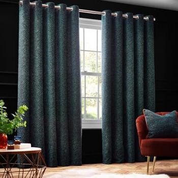 Paoletti Chenille Room Darkening Eye Curtains Emerald