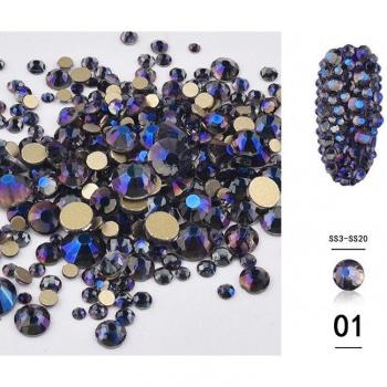 1440PCS Gold AB Non-Hotfix Flatback Rhinestones for 3D Nail Art