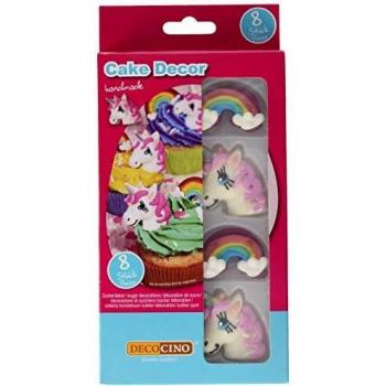 DECOCINO Einhorn Cupcake‑Dekor – 8 essbare Figuren, glutenfrei, halal