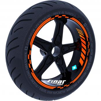 Orange Flamme MotoGP Design Jante Interne Externe Bande Décorative Sticker CinarExtreme