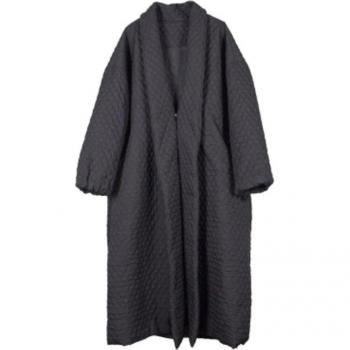 GUTU Chaqueta Otoño Mujeres Grandes Más Europea de Corea Cazadora Gabardina Larga de Larga Floja Negro WTH1201