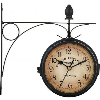 Reloj de Jardín Doble Cara Retro con Marco de Metal