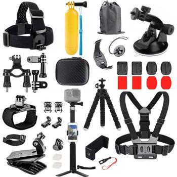 ORBMART GoPro Zubehör Set für Hero 10, 9, 8, 7, 6, 5, 4 – Schwarz für Xiaomi Yi 4k und Mijia