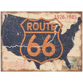 Route 66 en jute brut – toile vintage