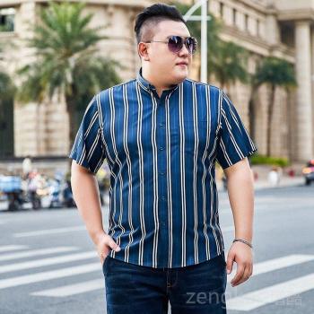 Men's Summer Half-Sleeved Vertical Striped Shirt 8XL