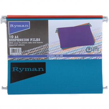 Ryman 10-Pack A4 Suspension Files, Assorted Colors