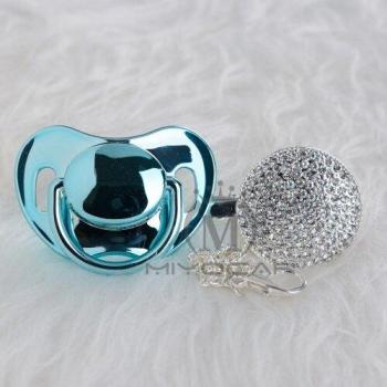 MIYOCAR BLING Gold Pacifier with Clip - Unique Baby SGS Certified Safe A8