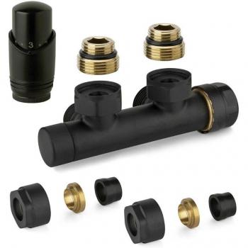 Kit Válvula H Termostática Cuadrada Negra APM 343KNN-015R12 con Adaptador de Tubo de Cobre