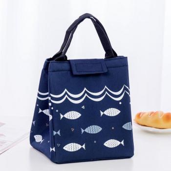 BONAMIE Waterproof Oxford Lunch Tote - Large Capacity Fish Pattern Bag