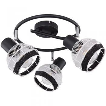 Spot Rondo Lampada Metallo Nero con Cordone di Canapa – Globo Lighting