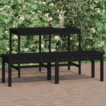 Vidaxl Gartenbank 2-sitzer Schwarz 159,5x44x45 Cm Massivholz Kiefer