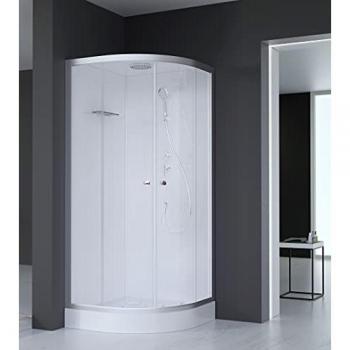 Marwell Komplettdusche „Silver Round“ – weiß (silberfarben), 90 cm x 217 cm x 90 cm, Duschkabine mit Armaturen