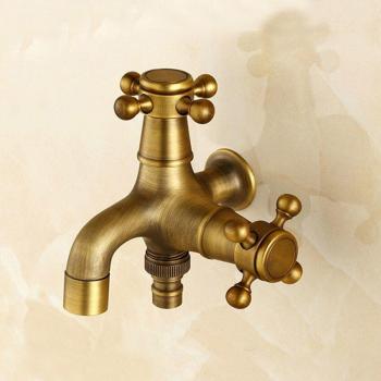 Vintage Brass Dual Spout Washing Machine Tap