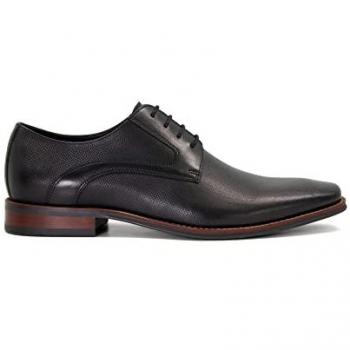 Dune London Men's Stoney Burnished-Toe Derby Shoes Black Size 8