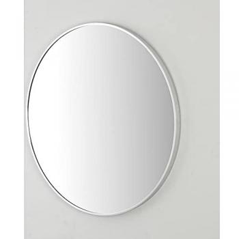 Specchio da bagno tondo 60 cm con cornice argento e staffe
