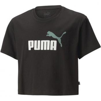 Camiseta Negra Cropped para Niña con Logo Puma