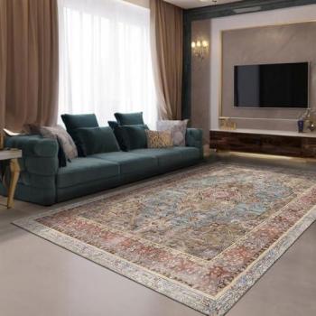 Waschbarer Chenille-Druck Teppich Avlin