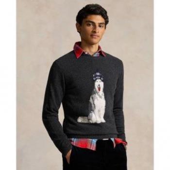 Ralph Lauren Kaschmir-Pullover, Größe L, Dunkelgrau