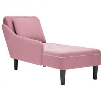 VIDAXL - Sdraio con Cuscino e Bracciolo Destro in Velluto Rosa