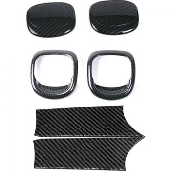 Carbon Fiber Car Interior Accessory Set: Seat Release Handle Covers & Door Handle Trim Stickers
