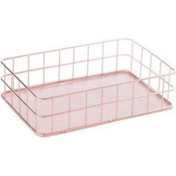 Nordic Makeup Organizer Basket in Rose Gold