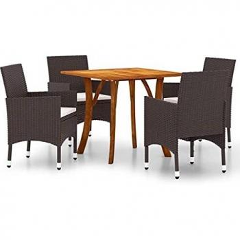 VidaXL Set Mobili da Pranzo per Esterni 5 pezzi in Marrone