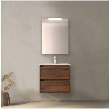 Meuble de Salle de Bain Noyer Maya 60 cm avec Vasque Porcelaine